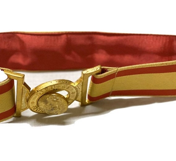 Royal Officers Waist Gold & Red Belt With 45mm Motto Dieu  display picture 1