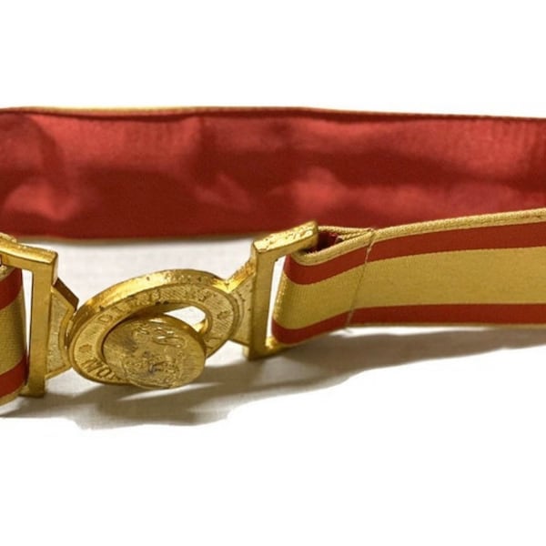 Ceinture d'officier royal dorée et rouge avec devise de 45 mm, ceinture Dieu mon droit