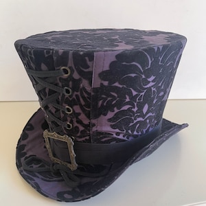 Deep Purple/Black hand made top hat in 57cm