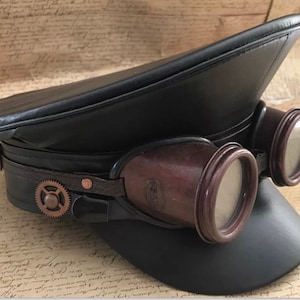Militaire Steampunk-hoed met metalen bril van 57,58,59 cm