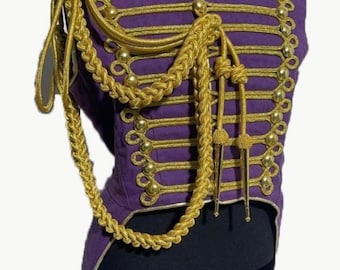 2 pcs Women Ring master purple  Waistcoat with back tails in chest size to fit size with gold Aiguillette