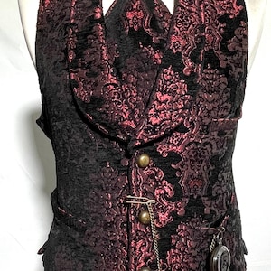 Rich Tapestry mens waistcoat outfit with matching self tie cravat .