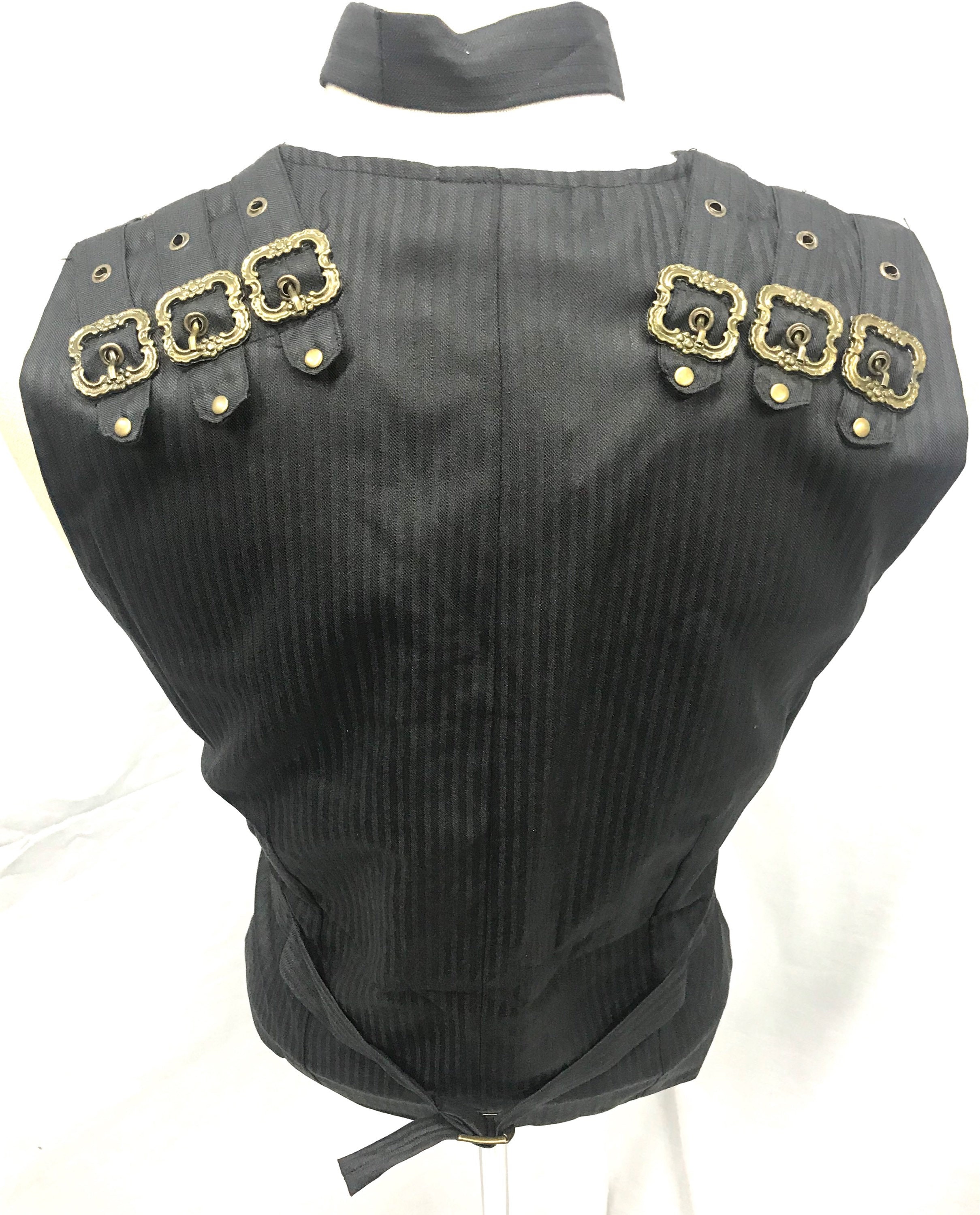 3 Pcs Steampunks Black Pinstripes Suit Fabric Waistcoat With Etsy Canada