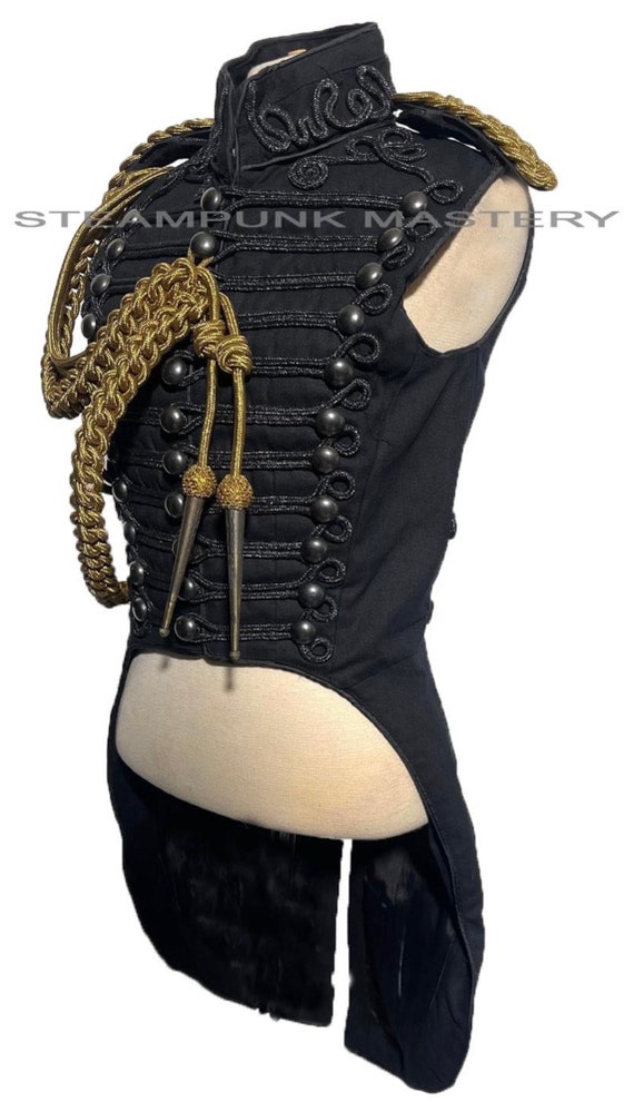 Pcs Antique Look Women's Ring Master Hussar Black Waistcoat With
