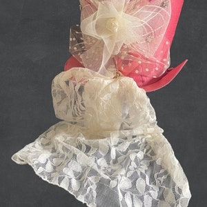 a vintage hat a small top hat pearls a bow - Australia