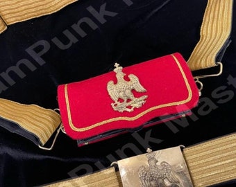 2 pcs Military officers Cross chest belt & and waist belt with brass buckle