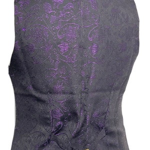 3 pcs Waistcoat outfit Purple/Black Victorian Ivy Brocade Waistcoat With self tie cravat, Tiepin Sizes to fit chest 36,3840,42,44,46 image 6