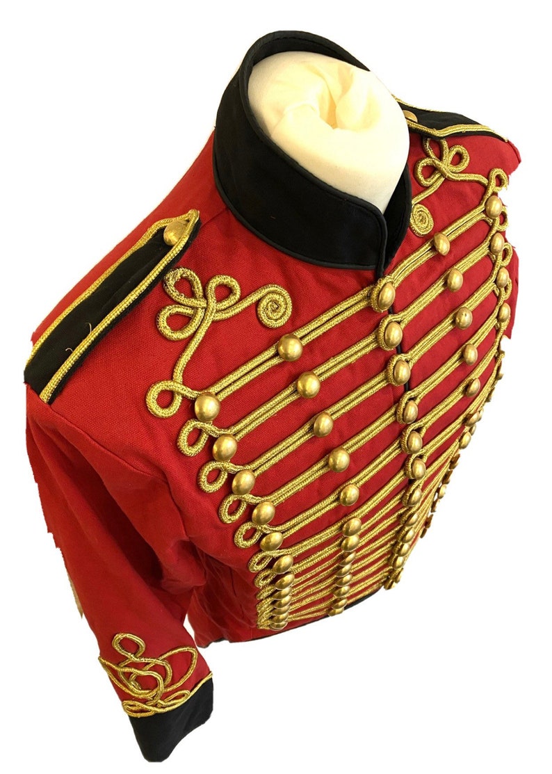 Ring master men\u2019s Military Hussar Tail coat in redblack to fit chest size 42\u201d 44\u201d 46\u201d 48\u201d 50\u201d