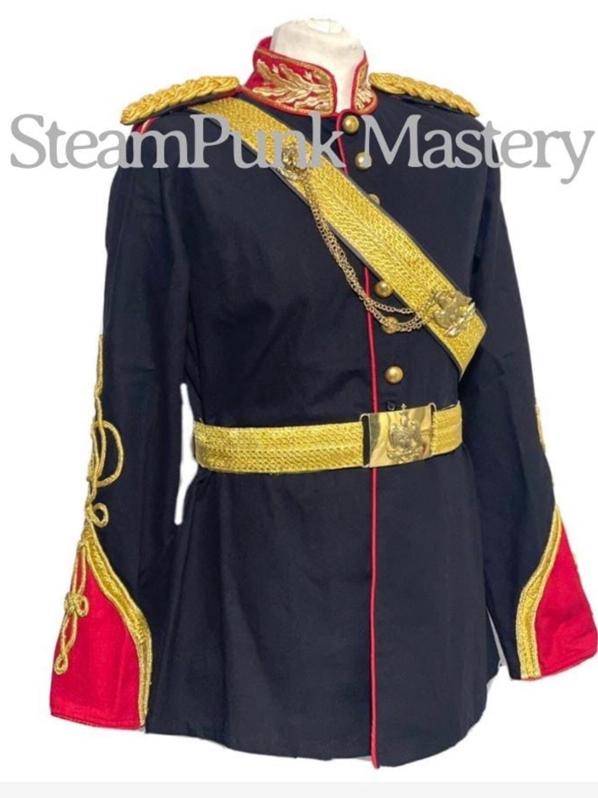 4pcs Ceremonial Officers Black/red Jacket With Cross Belt & - Etsy