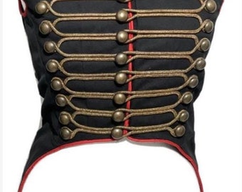 Women Ring master Hussar Antique look Black with Red contrast Waistcoat with back tails