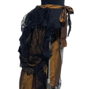Steampunk gothic black  bustle train with front ties,its one size fits all.