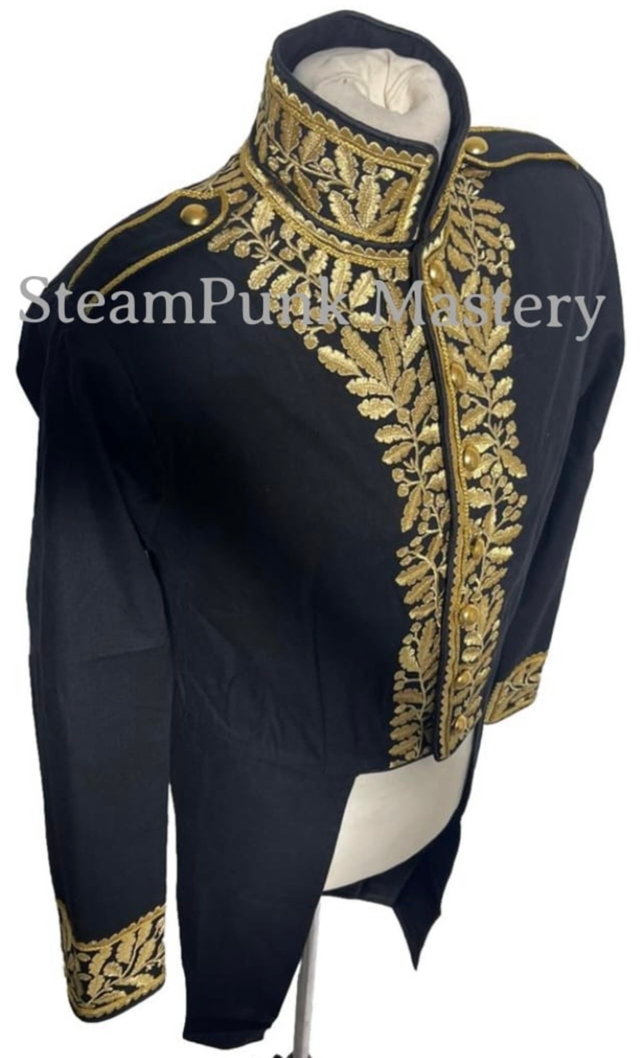 Chaqueta De Traje De Soldado Napoleónico Negro - Disfraz De Carnaval, Hecho En Gabardine De Poliéster, Talla 50
