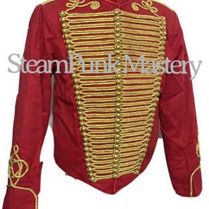 Men&#39;s Ceremonial Gold Braiding Hussar Jacket in 42&quot;,44&quot;  46&quot; with polish brass buttons