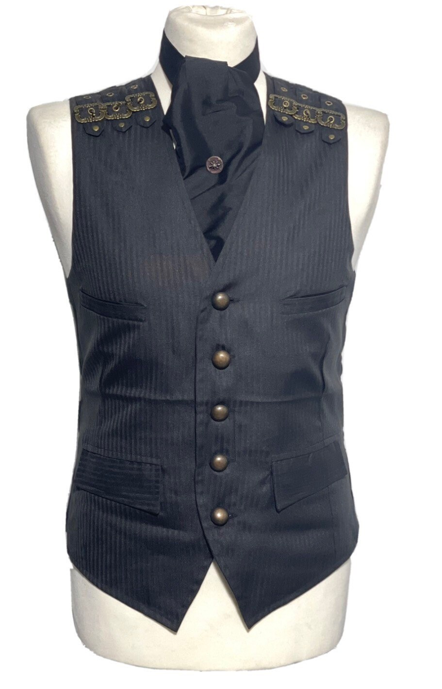 3 Pcs Steampunks Black Pinstripes Suit Fabric Waistcoat With Etsy Canada