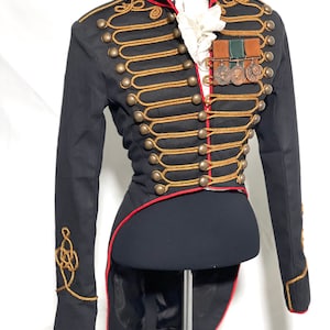 Women&#39;s Military ceremonial Hussar Officers Tail coat with brass buttons in chest size to fit 36”, 38” 40”