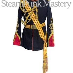 5 pcs  ceremonial officer Jacket with shoulder  accessories belt and Royal pattern Sash in size  to fit 40”42”44”46” 48”