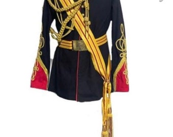 Veste d'officier de cérémonie 5 pièces avec ceinture d'accessoires d'épaule et ceinture à motif royal en taille pour s'adapter à 40 "42" 44 "46" 48 "