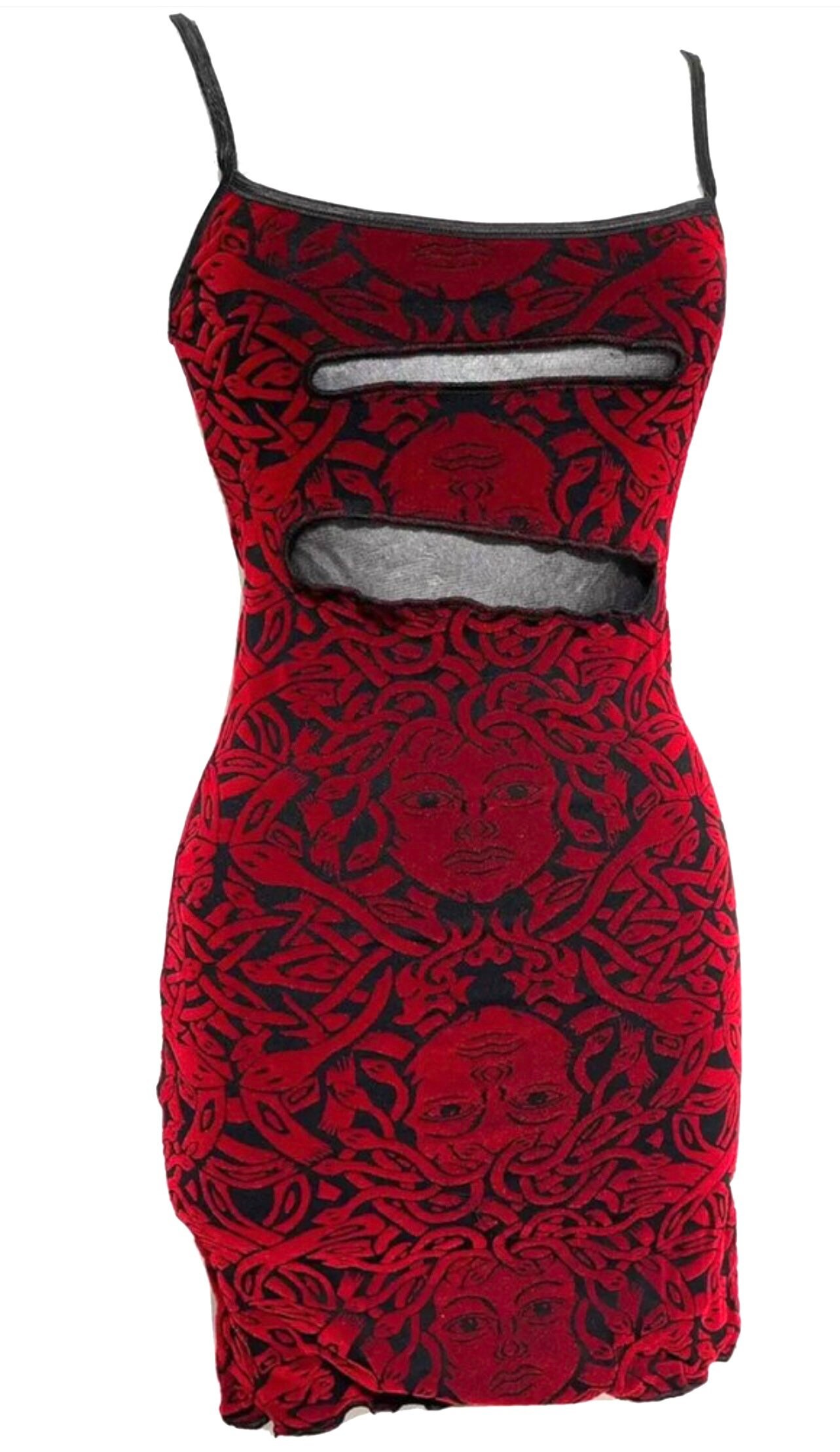strapless open back dress BEBE velvet Chinese symbol midi dress (M)  Holy Thrift