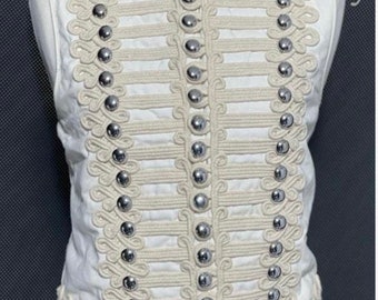 Adam n ant look men's In natural white with White Braiding Hussar Waistcoat with silver buttons to fit chest