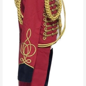 3pcs Hussar Red/black Tail coat with Aiguillette & Eppaulates in chest to fit size 32,34 36 ,38 40 ,42,44 image 4