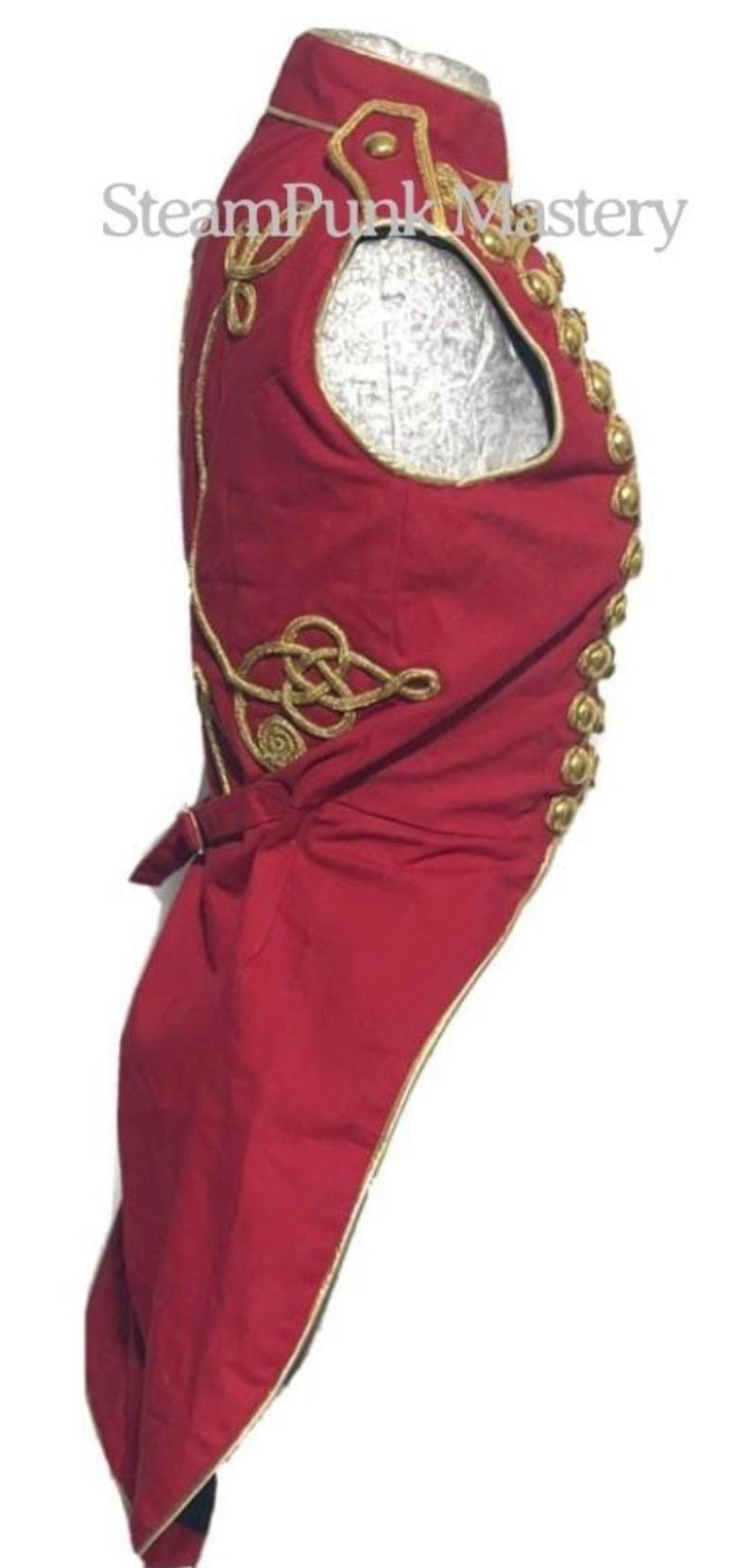 Women Ring master Hussar Red/Gold Waistcoat with back tails in chest fit size 32/34/36/3840 image 3
