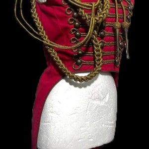 3 pcs antique look women’s  Ring master Hussar Red Waistcoat with back tails with shoulder accessories including in this sale