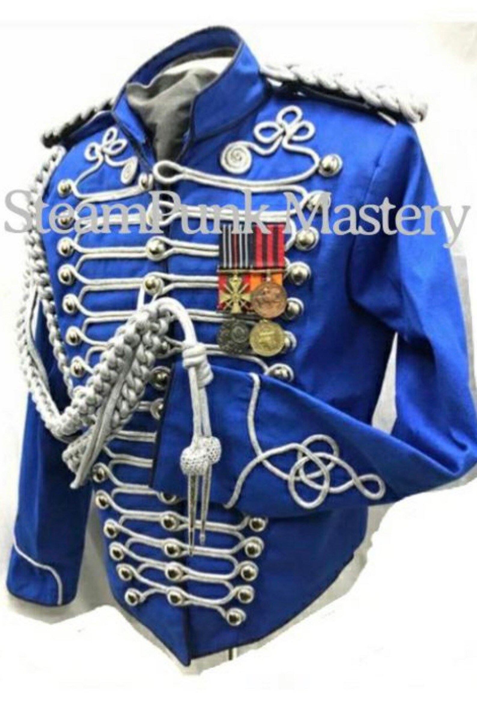 Men's Military 5 pcs Hussar Officer jacket in Royal blue Etsy
