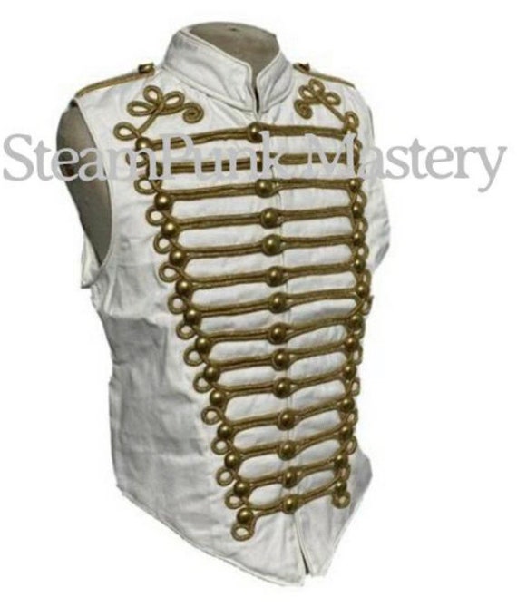 Chaleco militar adam n ant white para hombre con chaleco de húsar trenzado  dorado con botones de latón pulido para adaptarse al pecho s40424648 -   México