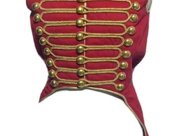 Women Ring master Hussar Red/Gold Waistcoat with back tails in chest fit size 32”/34”/36”/38”40”