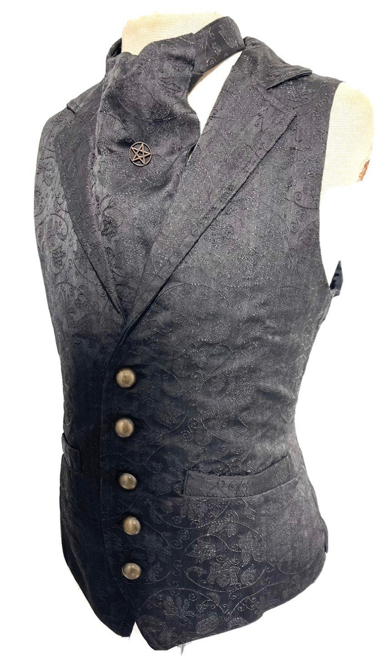 3 Pcs Waistcoat Outfit Black/black Brocade Waistcoat matching - Etsy UK