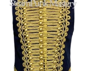 Ceremonial Military Army navy blue with Gold Braiding Hussar Waistcoat/Brass Buttons to fit chest 38”/S , 40”/M 42”/L, 44”/XL,