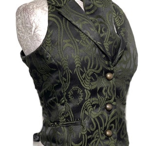 Completo gilet da donna con corsetto posteriore in broccato con filo spinato marrone rossiccio e cravatta abbinata inclusa