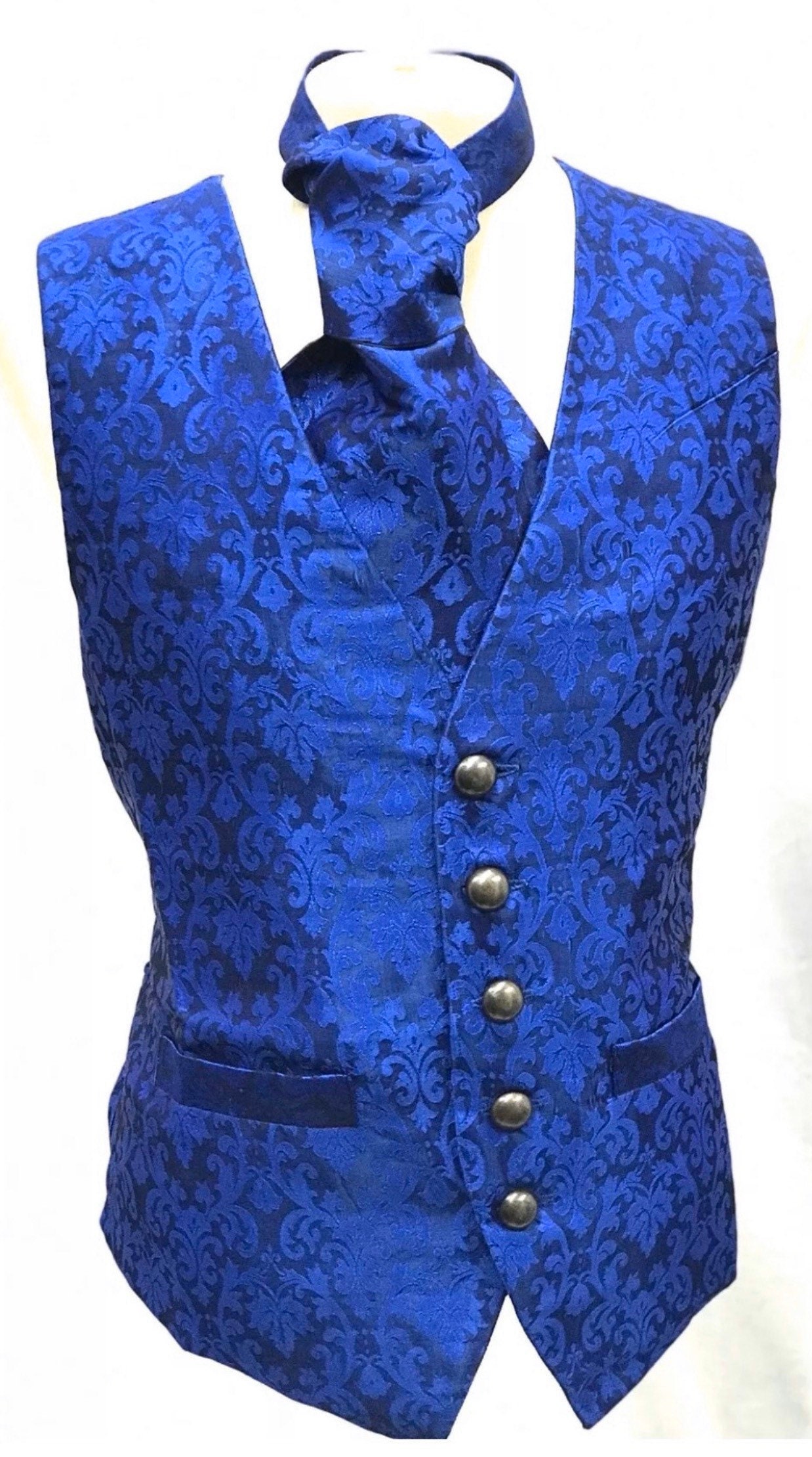 2 pcs Waistcoat outfit Royal Blue Brocade Waistcoat Matching Etsy