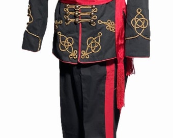 6 Stück Steampunk-Jacken/-Hosen, Uniform-Accessoires für Husarenjacken mit Goldgeflecht im Distressed-Look, Größe passend für Brustumfang 40", 42", 44", 46".