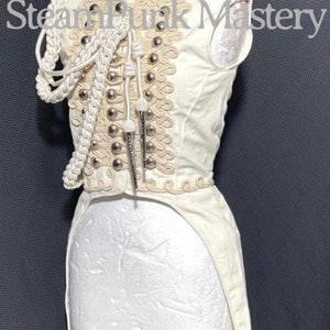 2 pcs Women Ring master Hussar Natural white Waistcoat with back tails in chest size to fit size 34”36”38”40”with matching Aiguillette