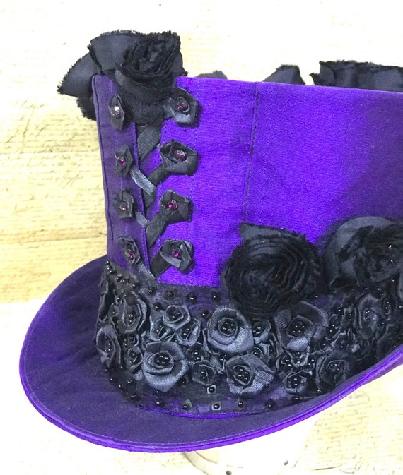 Purple Gothic Top Hat With 3D Hand Made 