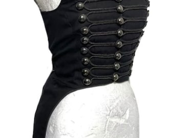 Black Hussar-gilet dames, zilveren koordvlechten, slipjas