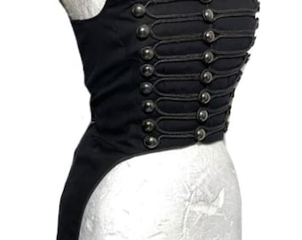 Women Ring master Hussar black/black Waistcoat with back tails in chest fit size 32”,34”36”38”40”