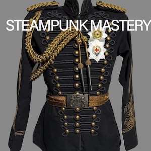 Black Braiding Hussar Jacket with antique accessories and star badges  x 2 included
