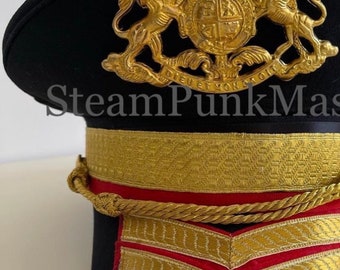 Hussar Black Military Hat With Brass Badge Details in 56,57