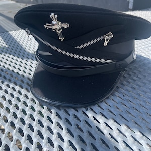 Punk Gothic Punk zwarte militaire militaire hoed in 56,57,58,59 cm