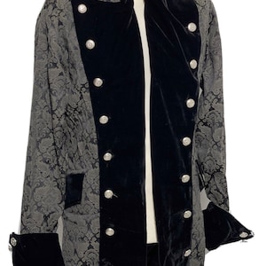 Victorian florals steampunk admiral style in Olive/Black Admiral jacquard jacket  to fit Chest size 40”/42”