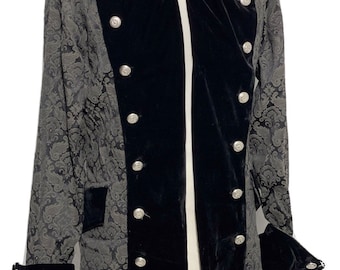 Steampunk Admiral Jacket: Victorian Brocade, Velvet Lapels (40/42" Chest)