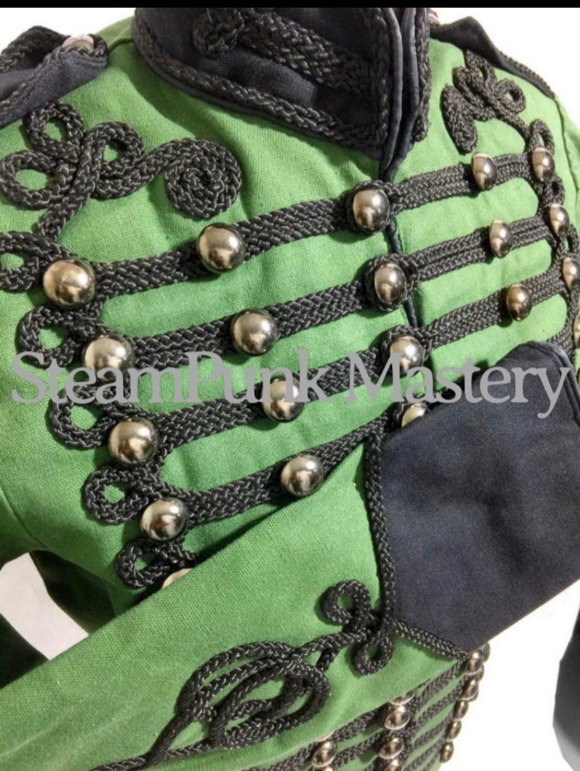 Sharpe Style Hussar Jacket in Distressed Green/black Contrast Etsy