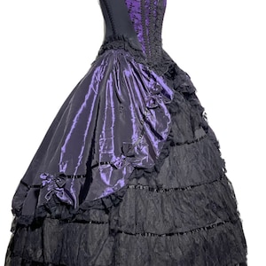 Steampunk gothic 3 pcs outfit Ballroom skirt with boned corset and boned under skirt (Hoop) in 3 sizes S  M  L