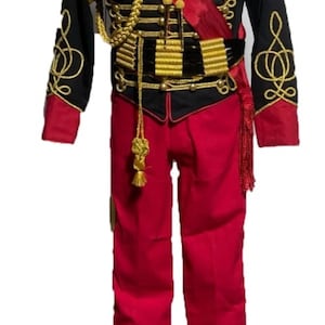 7 pcs men’s Jacket Ceremonial Hussar Officers complete Suit with Pants  Aiguillette, Cross chest and barrel sash and 3 badges