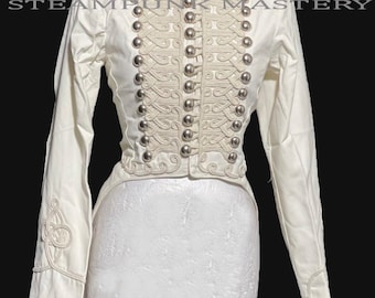 Women's Military Hussar Officers  Tail coat with silver brass buttons in chest size to fit 34”36”, 38” 40”