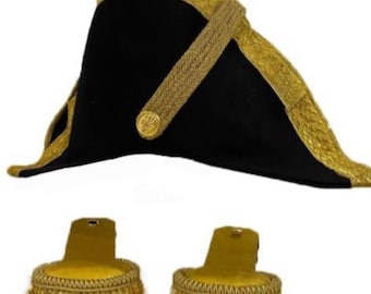 Admiral’ full dress Bicorn hat, Epaulettes Hat size 57,58cm