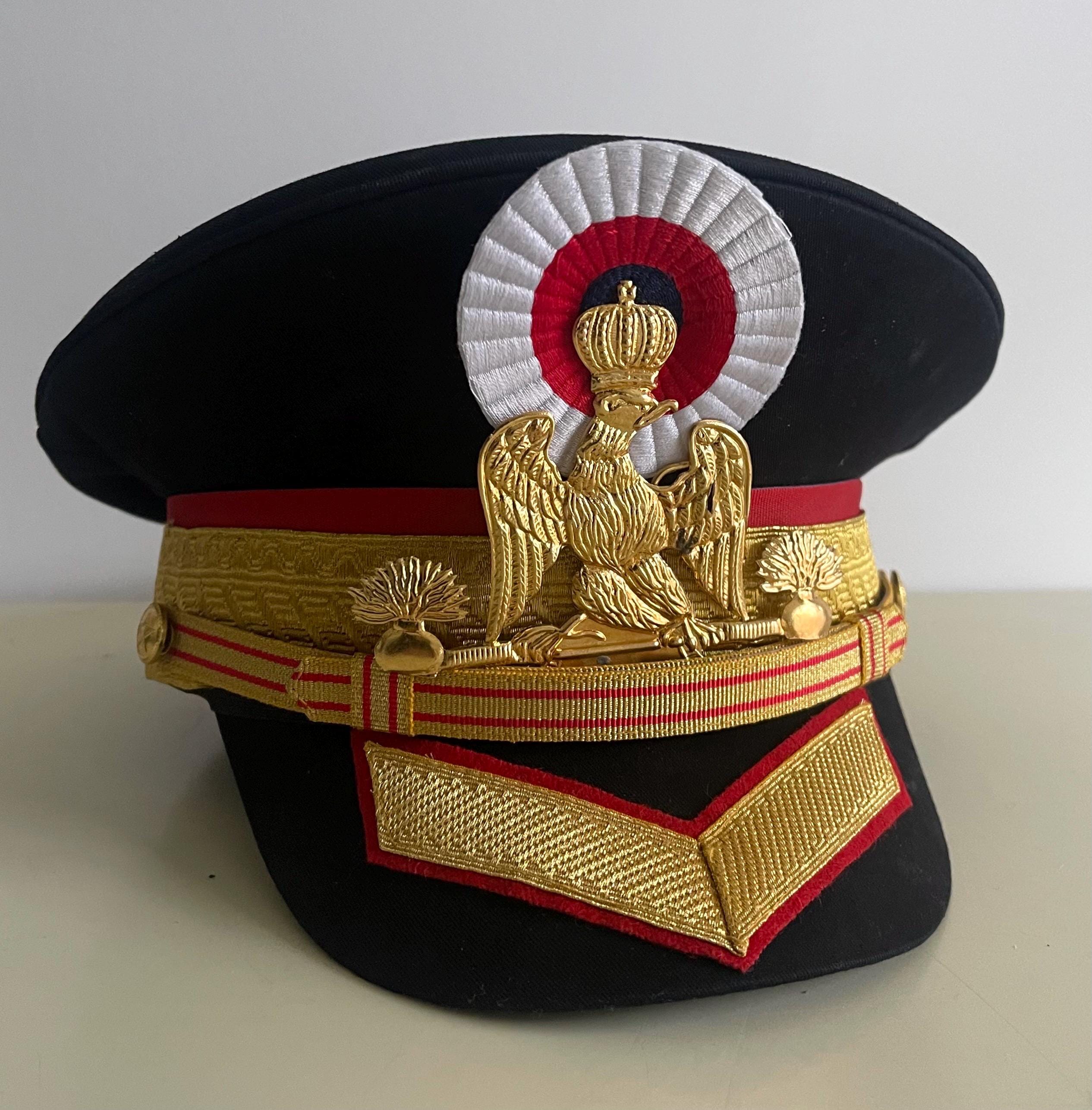 制帽　米軍佐官冬季用　7-1/8(57cm) Hussar Black Military Peak Hat With Brass Badges Details in