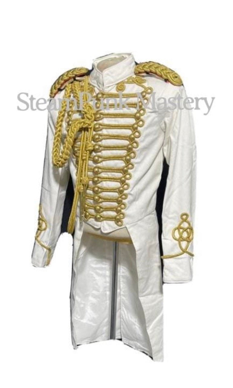 3pcs Hussar Natural White Tail Coat With Aiguillette & Etsy